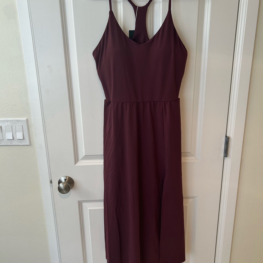 HALARA Wine Midi Dress with Strappy Back